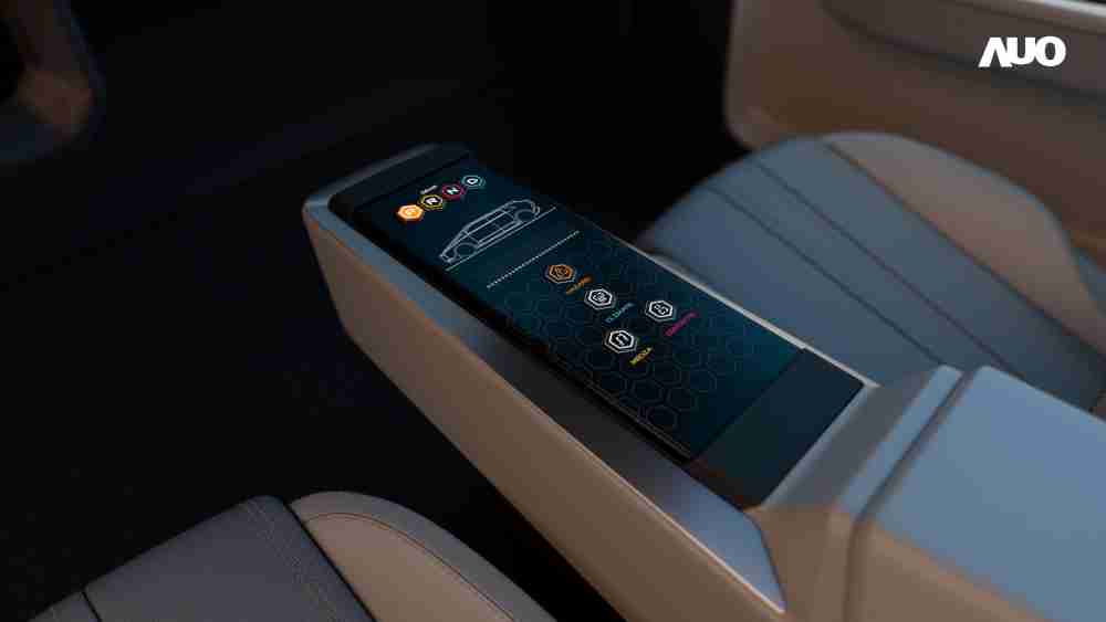 CG电子以人性化设计打造多变形态中控显示(Morphing Center Control)，，，，不使用时仅平面显示信息，，，，进行操作时，，，显示器则会动态隆起，，，，转变成3D实体按钮，，，，并有触觉回馈，，，展示人机互动新体验