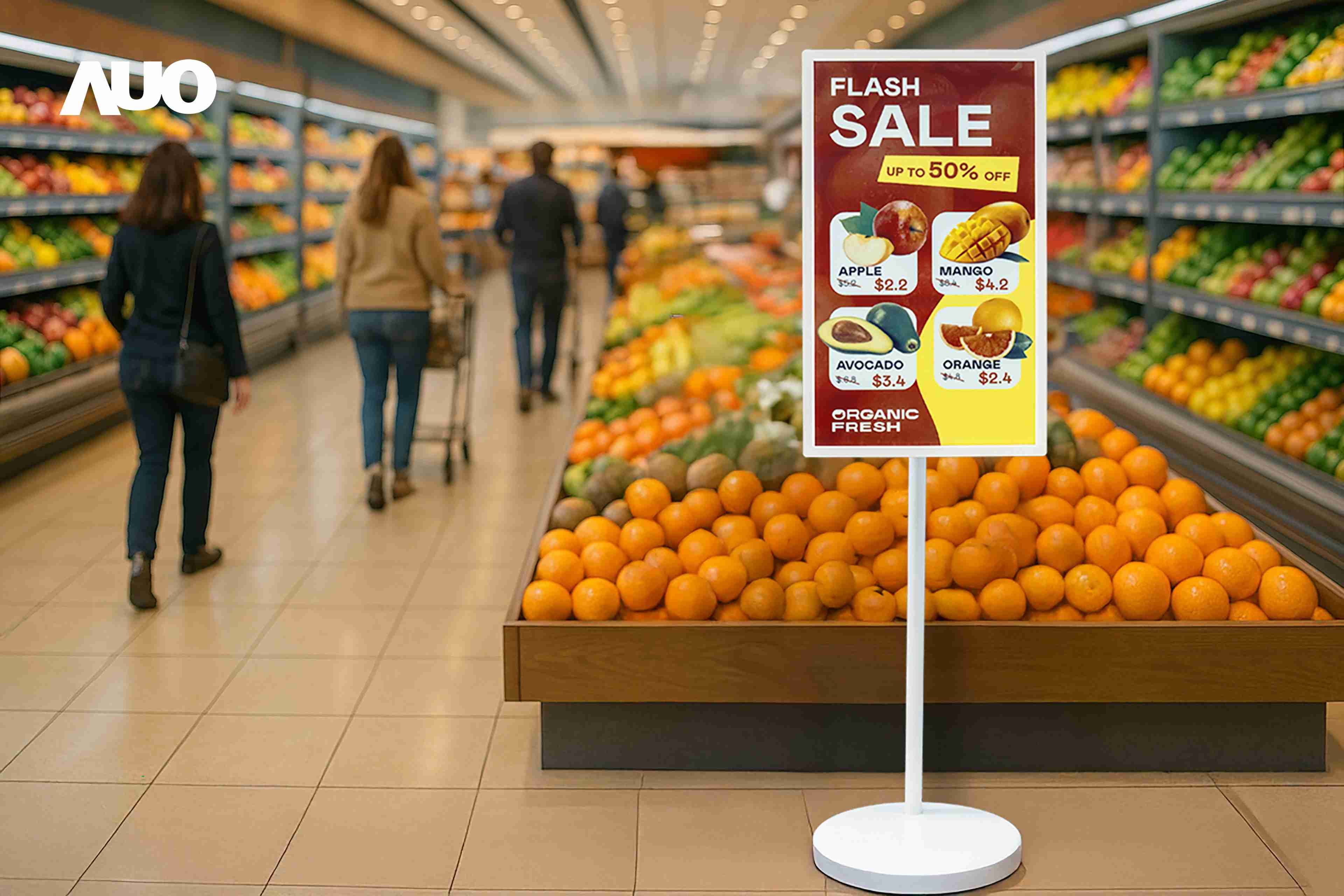 达擎首亮相低功耗、、、全彩的〝aecoPost电子纸解决方案〞，，，仅在更新画面时需要微量的电力驱动，，无需布建电线的便捷设计，，，使其可灵活应用、、随意置放，，并可透过云端或行动装置app，，，轻松管理及排程广告内容，，，，晋升店头营销利器。。